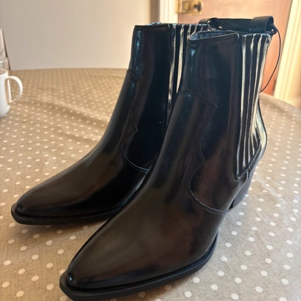 Sleek Black Ankle Heeled Boots